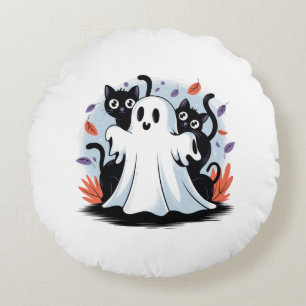 Halloween Night Prowl Round Pillow