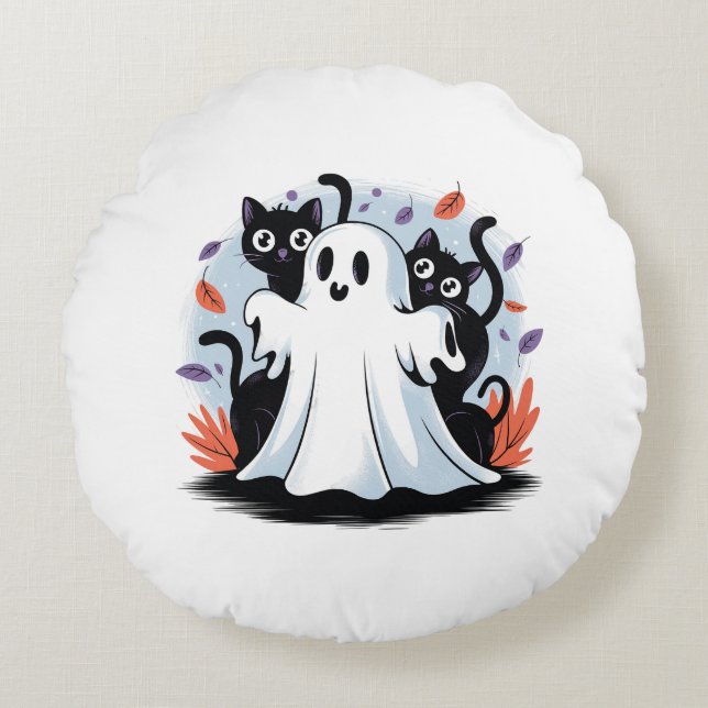 Halloween Night Prowl  Round Pillow (Front)