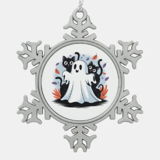 Halloween Night Prowl  Snowflake Pewter Christmas Ornament