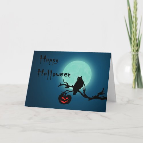 Halloween Night Pumpkin Owl Card