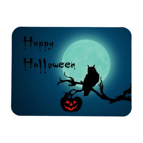 Halloween Night Pumpkin Owl Magnet