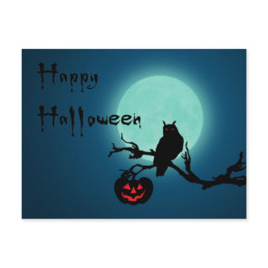 Halloween Night Pumpkin Owl Postcard
