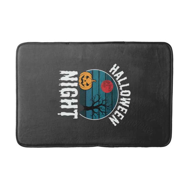 Halloween Night Pumpkin Tree Vector Bath Mat (Front)