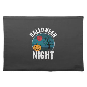 Halloween Night Pumpkin Tree Vector Cloth Placemat
