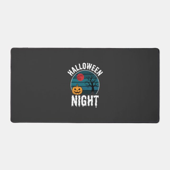 Halloween Night Pumpkin Tree Vector Desk Mat (Front)