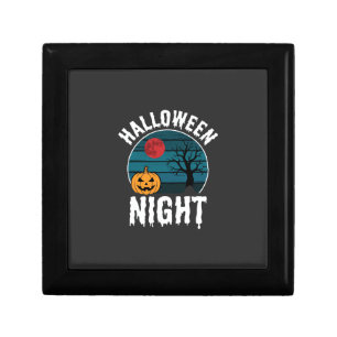 Halloween Night Pumpkin Tree Vector Gift Box