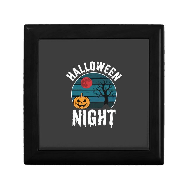 Halloween Night Pumpkin Tree Vector Gift Box (Front)