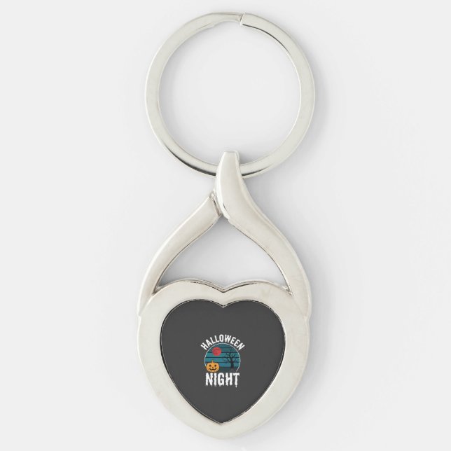 Halloween Night Pumpkin Tree Vector Keychain (Front)