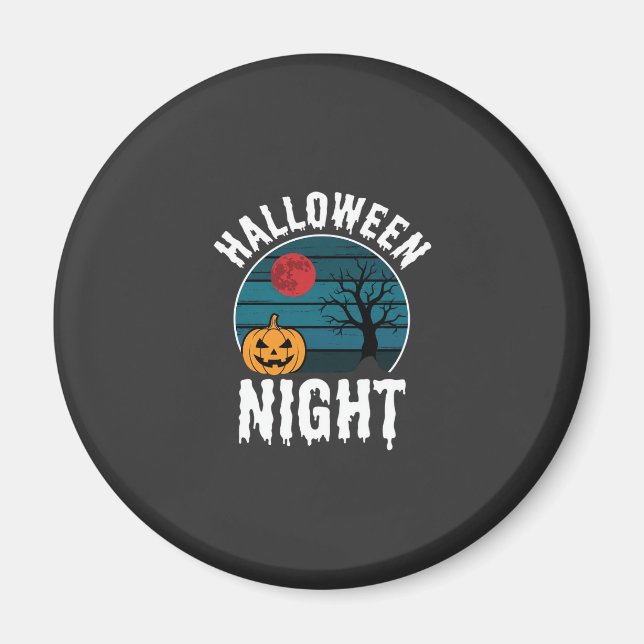 Halloween Night Pumpkin Tree Vector Magnet (Front)
