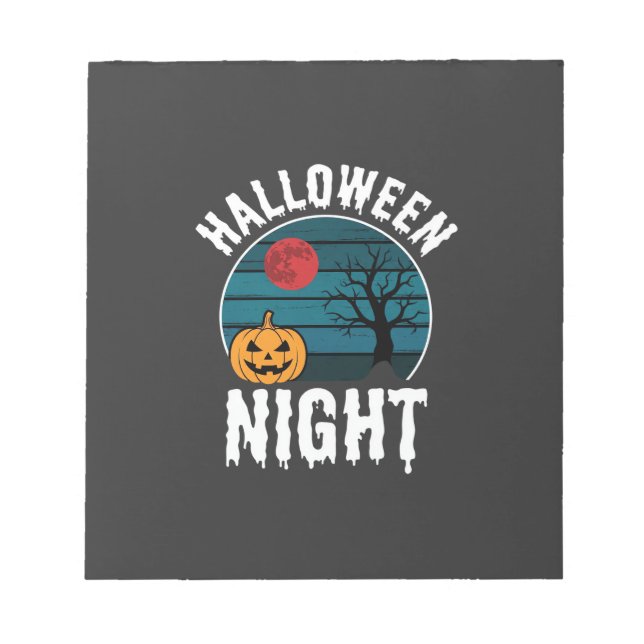 Halloween Night Pumpkin Tree Vector Notepad (Front)