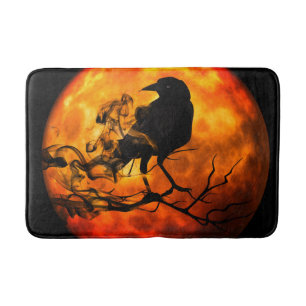 Halloween night raven bath mat