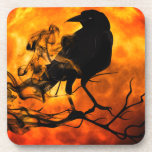 Halloween night raven beverage coaster