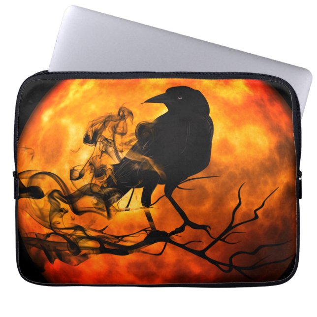 Halloween night raven laptop sleeve (Front)