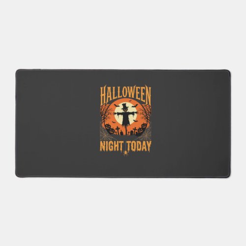 Halloween Night Scarecrow Graveyard Vintage Vector Desk Mat