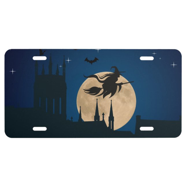 Halloween Night Scene License Plate (Front)
