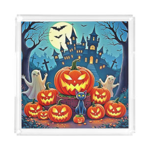 Halloween Night: Spooky Fun Art Acrylic Tray