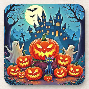 Halloween Night: Spooky Fun Art Beverage Coaster