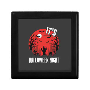 Halloween Night Spooky Graveyard Vector Gift Box