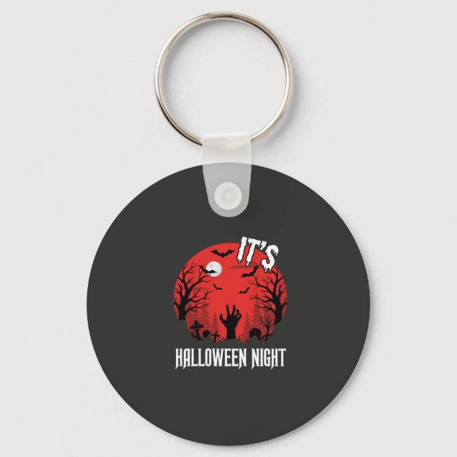 Halloween Night Spooky Graveyard Vector Keychain (Front)
