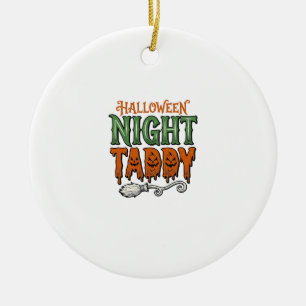 Halloween Night Taddy Vintage Witch Broom Shirt De Ceramic Ornament