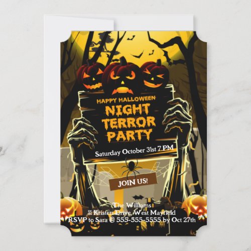 Halloween Night Terror Party Invitation