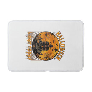 Halloween Night Today Haunted Mansion Pumpkins Owl Bath Mat