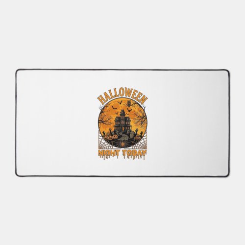 Halloween Night Today Haunted Mansion Pumpkins Owl Desk Mat