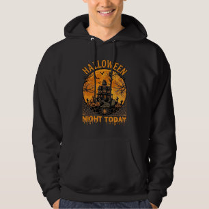 Halloween Night Today Haunted Mansion Pumpkins Owl Hoodie