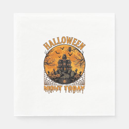Halloween Night Today Haunted Mansion Pumpkins Owl Napkins