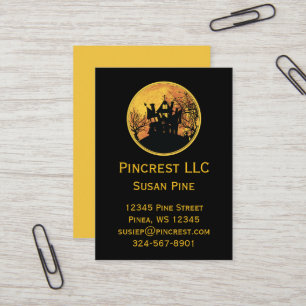 Halloween Night Trick or Treat Full Moon House Business Card