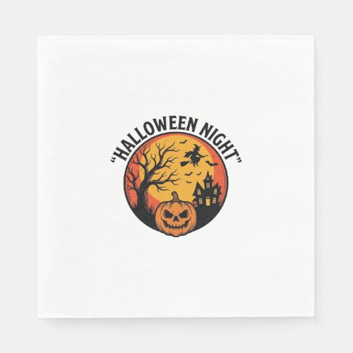 Halloween Night Vintage Engraving Spooky Scene T-S Napkins