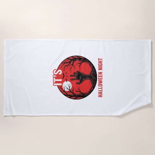 Halloween Night Vintage Engraving Vector Design_1 Beach Towel