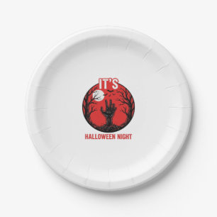 Halloween Night Vintage Engraving Vector Design_1 Paper Plates