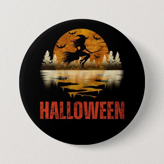 HALLOWEEN NIGHT WITCH BUTTON (Front)