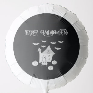 Halloween night with Haunted House, Bats, Pumpkins Balloon