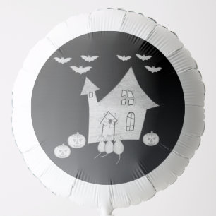 Halloween night with Haunted House, Bats, Pumpkins Balloon