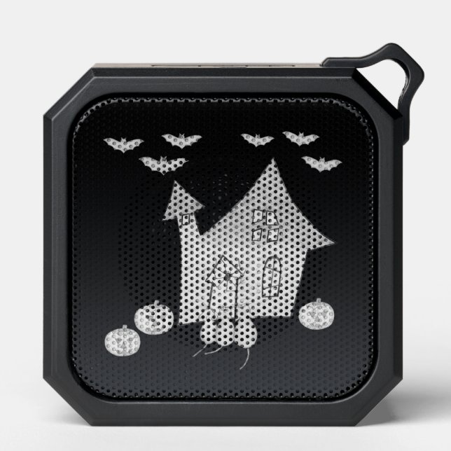 Halloween night with Haunted House, Bats, Pumpkins Bluetooth Speaker (Front)