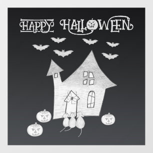 Halloween night with Haunted House, Bats, Pumpkins Floor Decals