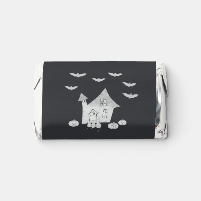 Halloween night with Haunted House, Bats, Pumpkins Hershey's Miniatures (Front)