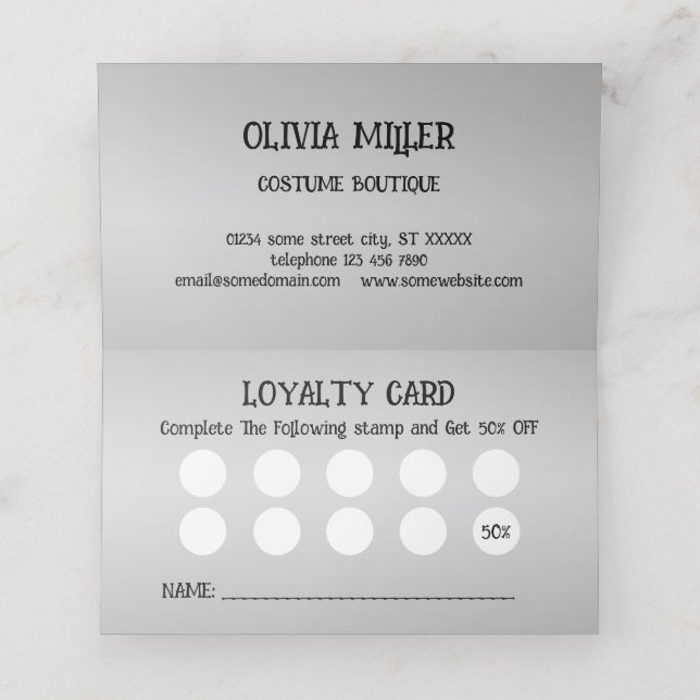 Halloween night with Haunted House, Bats, Pumpkins Loyalty Card (Inside Unfolded)