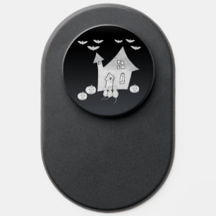 Halloween night with Haunted House, Bats, Pumpkins PopSocket