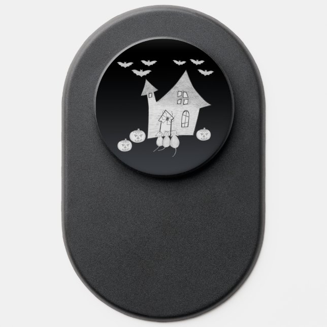 Halloween night with Haunted House, Bats, Pumpkins PopSocket (Popsocket)