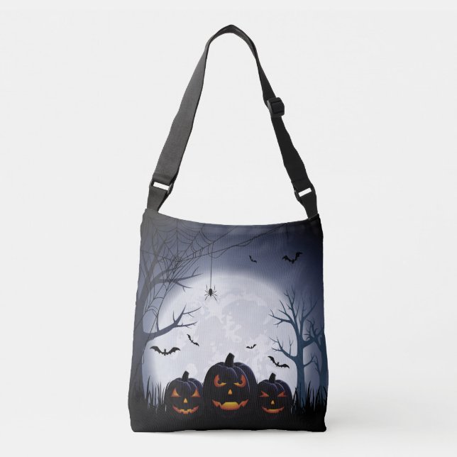 Halloween Night with Pumpkin & flying Bats Tote (Front)