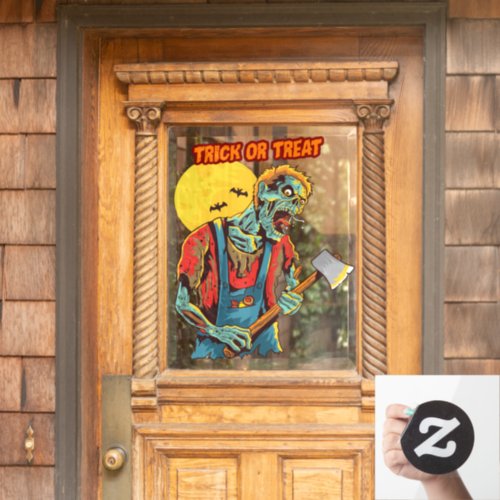 Halloween Night Zombie Full Moon Trick of Treat Window Cling