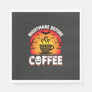 Halloween Nightmare Before Coffee Bat Sunset Graph Napkins