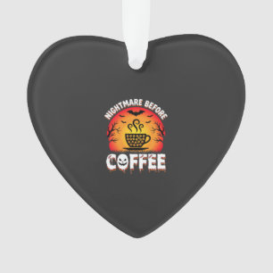 Halloween Nightmare Before Coffee Bat Sunset Graph Ornament