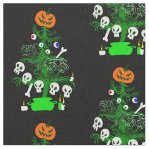 halloween nightmare christmas tree pumpkin  fabric