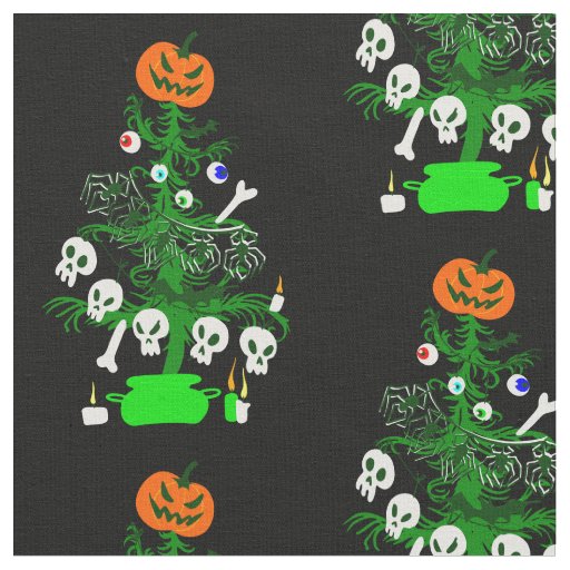 halloween nightmare christmas tree pumpkin  fabric