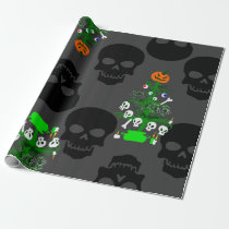halloween nightmare christmas tree skulls wrapping paper
