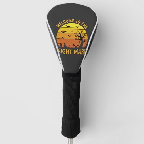 Halloween Nightmare Graveyard Sunset Retro Vector Golf Head Cover